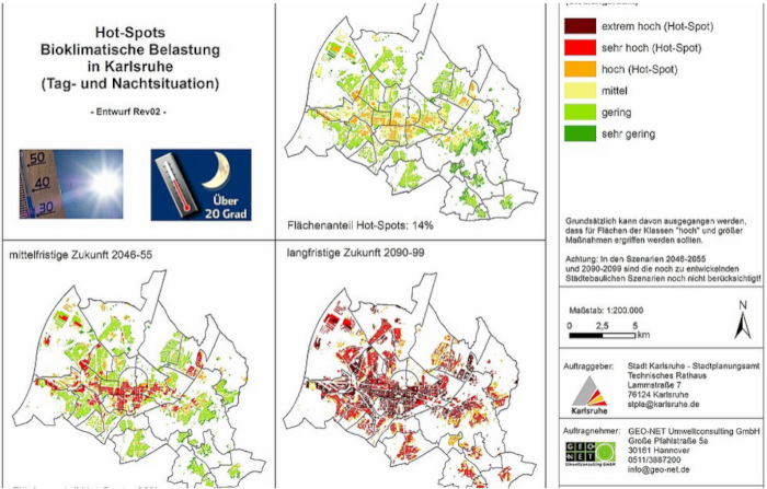 Bioklimatische Belastung (Tag und Nacht) © Stadt Karlsruhe, Stpla